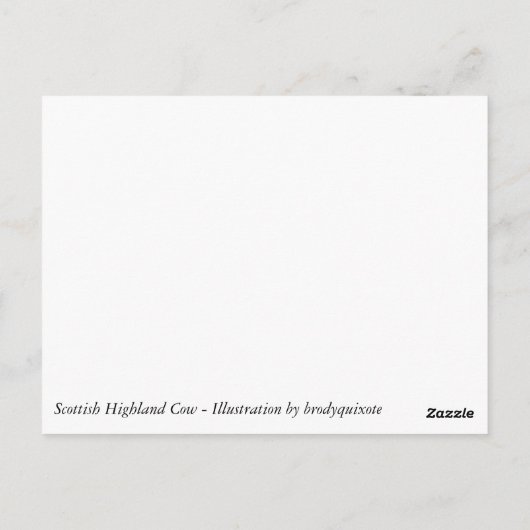 Illustratie Schotse hoogland Cow Briefkaart (Achterkant)