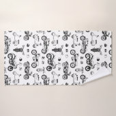 Illustratie: scooters en helmen voor motorfietsen badhanddoek (Badhanddoek)