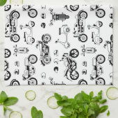 Illustratie: scooters en helmen voor motorfietsen theedoek (Gevouwen)