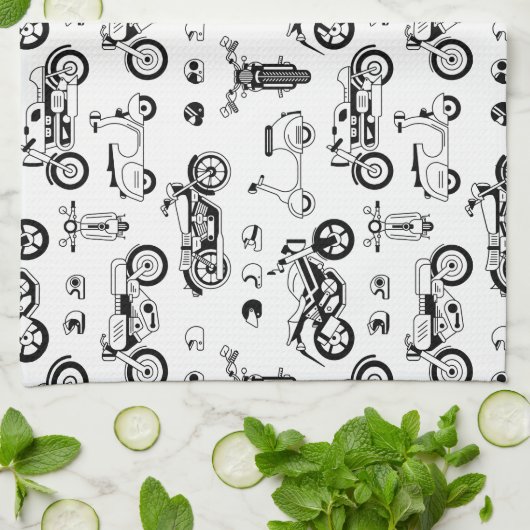 Illustratie: scooters en helmen voor motorfietsen theedoek (Gevouwen)