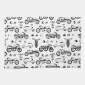 Illustratie: scooters en helmen voor motorfietsen theedoek (Horizontaal)