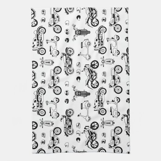 Illustratie: scooters en helmen voor motorfietsen theedoek (Verticaal)