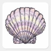 Illustratie Seashell Vierkante Sticker (Voorkant)