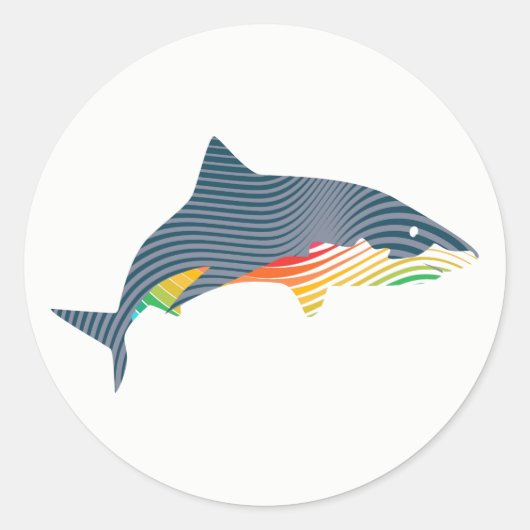 Illustratie Shark Swoosh Ronde Sticker (Voorkant)
