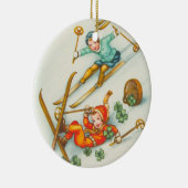  illustratie, Skiing Girls Keramisch Ornament (Rechts)