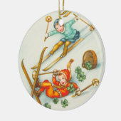  illustratie, Skiing Girls Keramisch Ornament (Links)