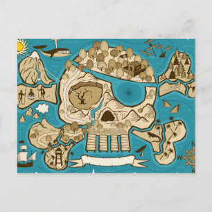 Illustratie Skull Island Map Briefkaart