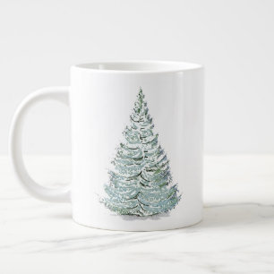Illustratie sneeuwbedekking sparren grote koffiekop