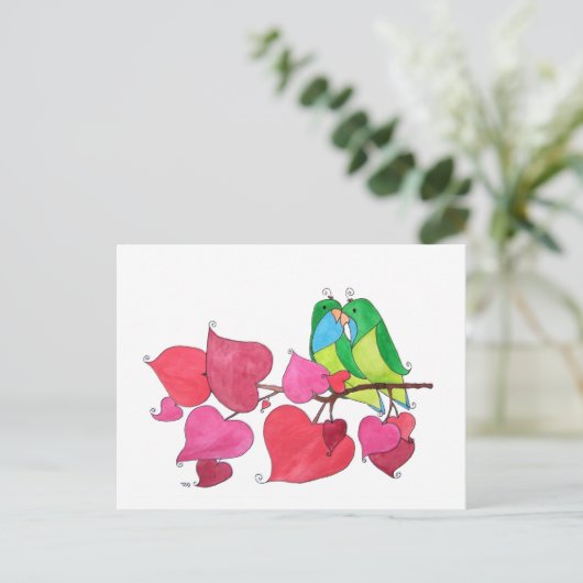 Illustratie Snellende Tortelduifjes Briefkaart (Staand voorkant)