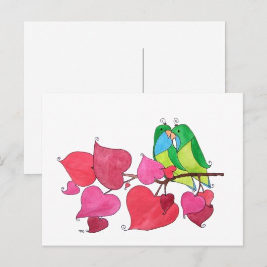 Illustratie Snellende Tortelduifjes Briefkaart (Voorkant / Achterkant)