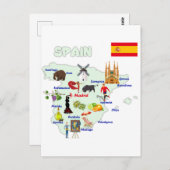Illustratie Spanje-kaart Briefkaart (Voorkant / Achterkant)
