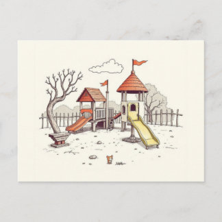 Illustratie - speelplaats briefkaart
