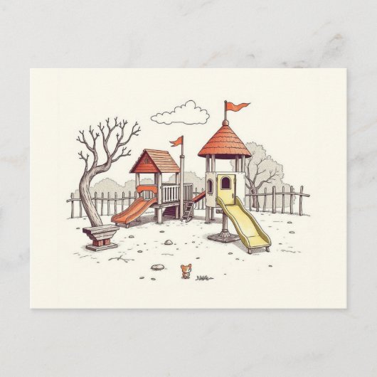 Illustratie - speelplaats briefkaart (Voorkant)
