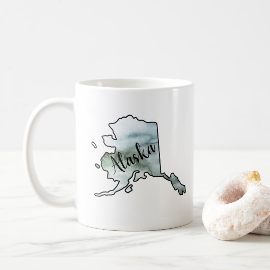 Illustratie staat Alaska Koffiemok (Met donut)
