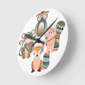 Illustratie stamhout-bosdieren ronde klok (Hoek)