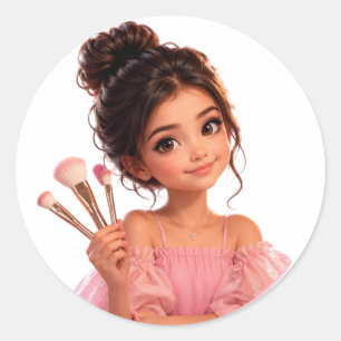 Illustratie sticker van een schattig meisje met kw