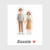 Illustratie sticker van knuffelend stel, hand in h (Vel)
