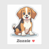 Illustratie sticker van lachende Kawaii Beagle Pup (Vel)