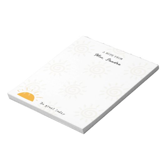 Illustratie Sun Note van de leraar Notitieblok (Linkerzijde)