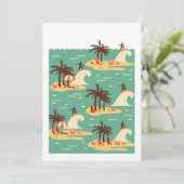 Illustratie Surfende Cartoon II Feestdagenkaart (Staand voorkant)