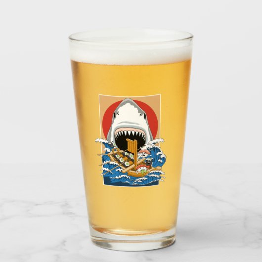 Illustratie Sushi Shark Attack Glas (Voorkant gevuld)