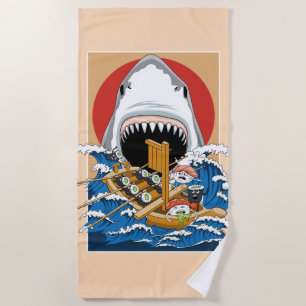 Illustratie Sushi Shark Attack Strandlaken