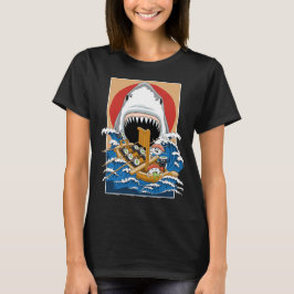 Illustratie Sushi Shark Attack T-shirt