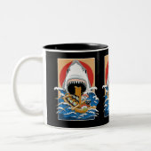 Illustratie Sushi Shark Attack Tweekleurige Koffiemok (Links)