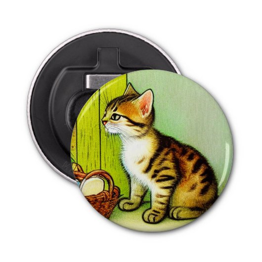 Illustratie  tabby Cat Button Flesopener (Voorkant)