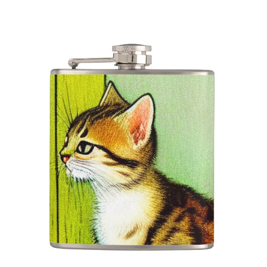 Illustratie tabby Cat Heupfles (Voorkant)