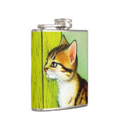 Illustratie tabby Cat Heupfles (Rechts)