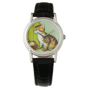 Illustratie  tabby Cat Horloge
