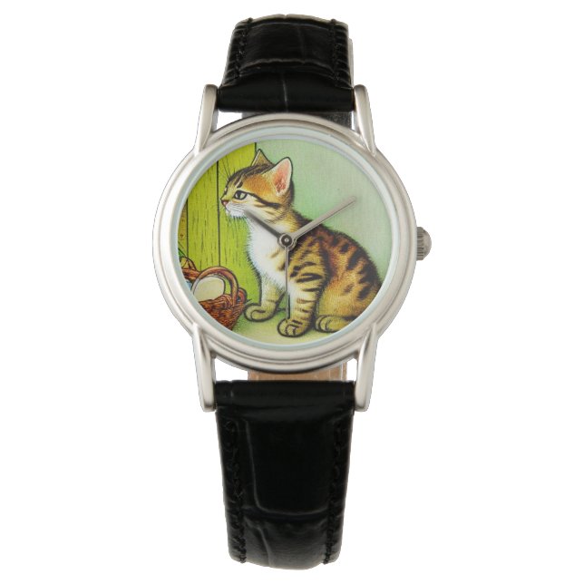Illustratie  tabby Cat Horloge (Voorkant)