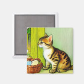 Illustratie tabby Cat Magneet (Voorkant / Achterkant)
