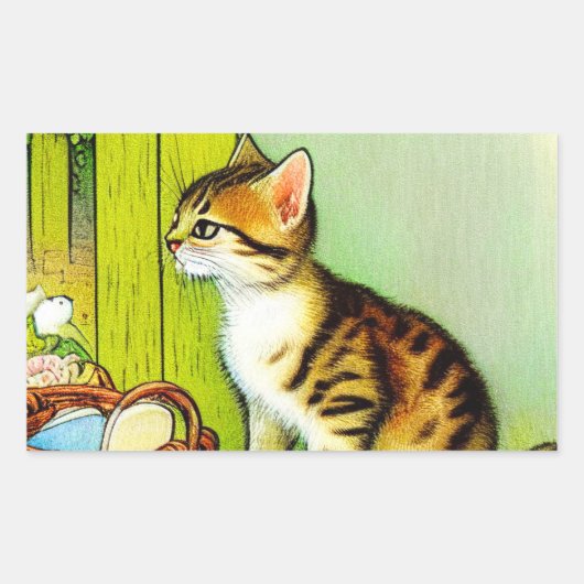 Illustratie  tabby Cat Rechthoekige Sticker (Voorkant)