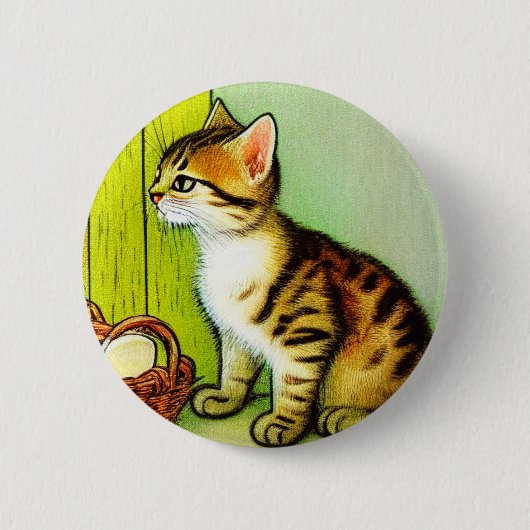 Illustratie  tabby Cat Ronde Button 5,7 Cm (Voorkant)