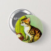 Illustratie  tabby Cat Ronde Button 5,7 Cm (Voorkant /achterkant)
