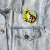 Illustratie  tabby Cat Ronde Button 5,7 Cm (In situ)