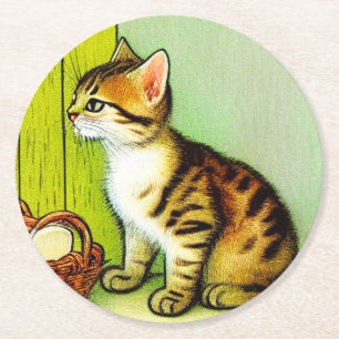 Illustratie  tabby Cat Ronde Kartonnen Onderzetter