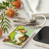 Illustratie tabby Cat Sleutelhanger (Voorkant Rechts)