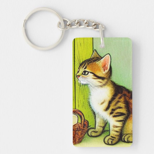 Illustratie tabby Cat Sleutelhanger (Voorkant)