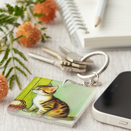 Illustratie  tabby Cat Sleutelhanger (Voorkant Rechts)