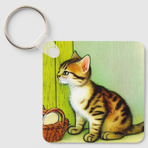 Illustratie tabby Cat Sleutelhanger
