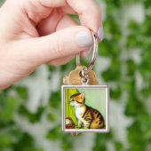 Illustratie tabby Cat Sleutelhanger (Hand)