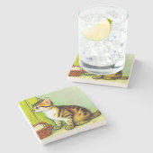 Illustratie tabby Cat Stenen Onderzetter (Zijkant)