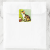Illustratie tabby Cat Vierkante Sticker (Tas)