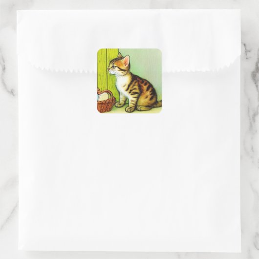 Illustratie  tabby Cat Vierkante Sticker (Tas)