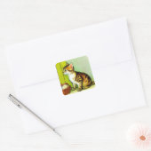 Illustratie tabby Cat Vierkante Sticker (Envelop)