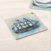  illustratie Tall Ship Nautical Illustration Kartonnen Onderzetters (Schuin)
