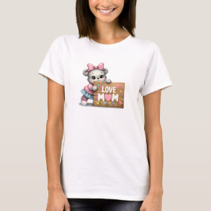 Illustratie teddybeer met hart teken liefde mam t-shirt